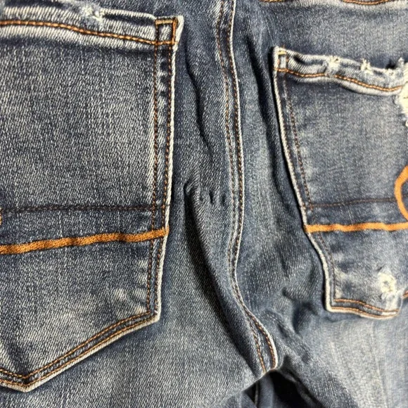 American Eagle Outfitters Womens High Waisted Skinny Jeans Blue Distressed Sz 2 - Picture 8 of 10